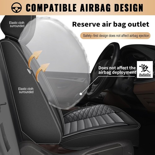 Car 2-Seats Covers Front Row PU Leather Seat Cushion For Jeep Compass 2012-2025 - Picture 2 of 7