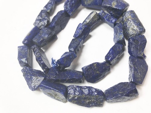 16.5''Natural Blue hammer cut nugget Lazuli Lazulite with Gold Pyrite L544 - Picture 6 of 8