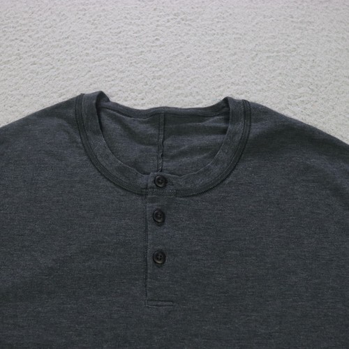 Lululemon Henley Shirt Mens Medium Charcoal Gray Long Sleeve Active Athleisure