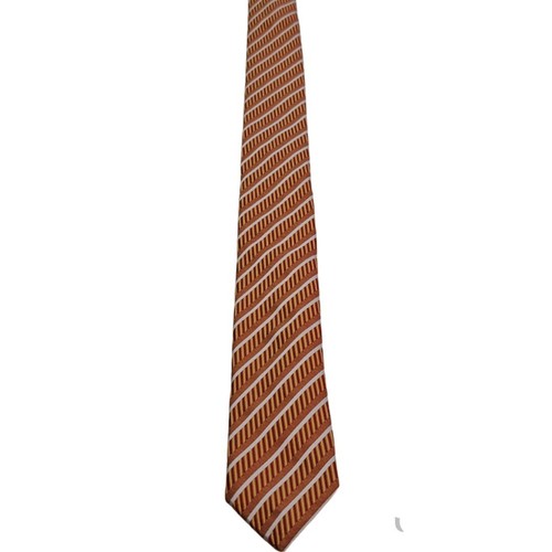 OZWALD BOATENG Mens Tie Orange Red & Yellow Stripes ULTRA SKINNY NEW - Picture 3 of 6