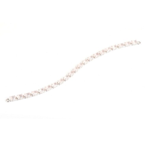 925 Sterling Silver Natural Rose Quartz Gemstone Tennis Bracelet 7" inches - Picture 2 of 4