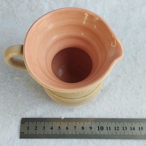 Vintage Lovatts Pottery Jug Vase Cream & Coral Pink Ribbed 10cm Art Deco 1930s - Picture 17 of 18