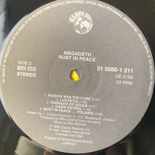 Megadeth Rust In Peace Vinyl Album CZECH PRESSING Globus International 210080 LP - Picture 8 of 20