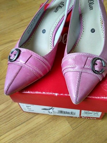 Zapatos de salón/sandalias de cuero talla 37 de s.Oliver, rosa, NUEVO, MUY BUEN ESTADO: 46€ - Imagen 3 de 5