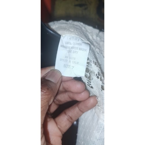 Vintage 70's Prairie Lace Swiss Dot Boho Maxi Dress-Small - Picture 12 of 15