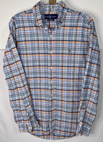 Ralph Lauren Herren kariertes Custom Fit Button Down Hemd M blau bunt Pony - Bild 3 von 6