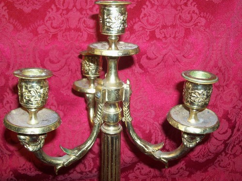 Coppia di candelabri vintage XIX secolo stile Luigi XV francese. Zampe di leone, teste - Foto 5 di 8