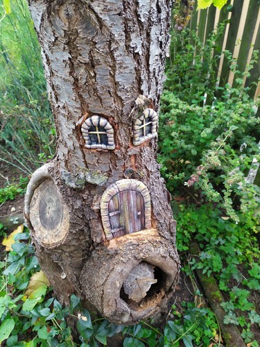 Gartendeko Fairy Door Elfentür Feentür Trolltor Maustür Relief Gnome Handarbeit - Bild 8 von 9