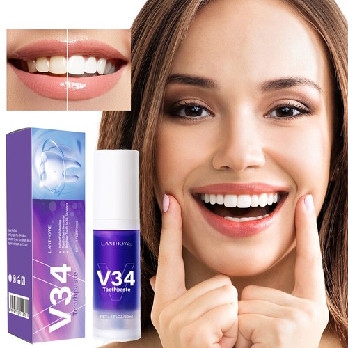 V34 Purple Teeth Whitening Zahnpasta Farbkorrektur Zahnfleckenentfernung UK - Bild 4 von 12
