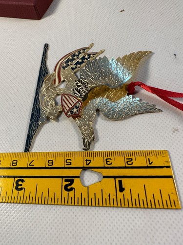 Baldwin Christmas Ornament Soaring Eagle Smithsonian Brass 24k Gold Finish - Picture 6 of 6