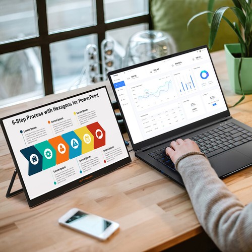 15.6" Portable Monitor FullHD 1920*1080p Laptop Dual Screen Extender Type-C HDMI - Picture 6 of 9