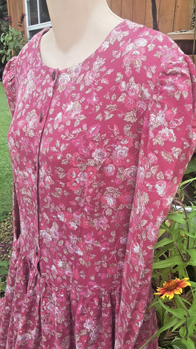 Vintage LAURA ASHLEY floral Dress 1980s Wool blend Roses Sz 12 Maxi Needs Hemmed - Picture 2 of 12