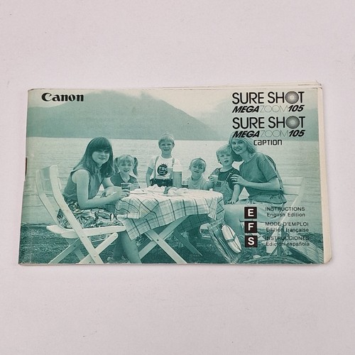 Canon Sure Shot Mega Zoom 105 Camera Original Instructions Manual 1991, En Fr Sp - Imagen 1 de 6