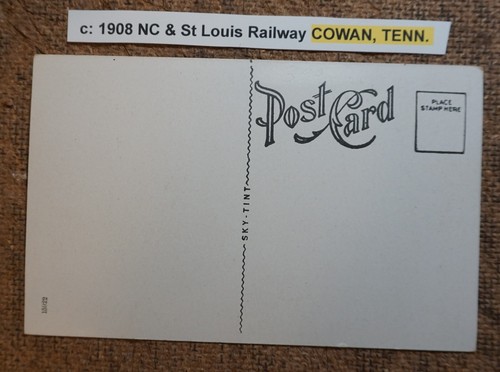 c: 1908 NC & St L COWAN TENN Postcard LITHO w/b Steam Train Passing over Tunnel - Picture 2 of 2