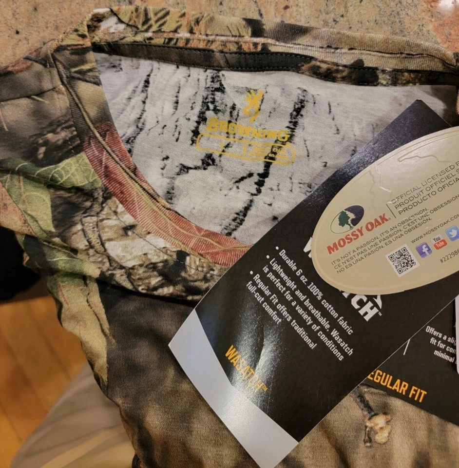 NWT Browning Wasatch Long Sleeve T-Shirt Mossy Oak Country Camouflage, Size L - Image 4 of 4