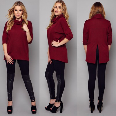 ladies burgundy polo neck jumper