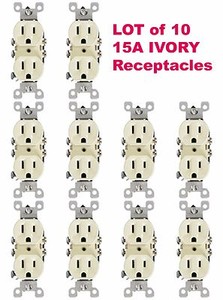 10-PK-Leviton-IVORY-Duplex-Receptacle-Outlet-15A-NEMA-5-15R-125V-5320-NEW-NOS