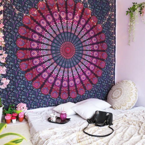 Tapiz Mandala Hippie Colgante de Pared Bohemia Colgar Colcha Lanzar Decoración India Dormitorio - Imagen 7 de 9