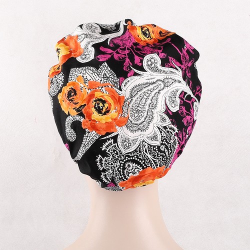 Bouffant Scrub Cap with Sweatband Ponytail Hats One Size Head Cover Floral Print - Picture 113 of 274