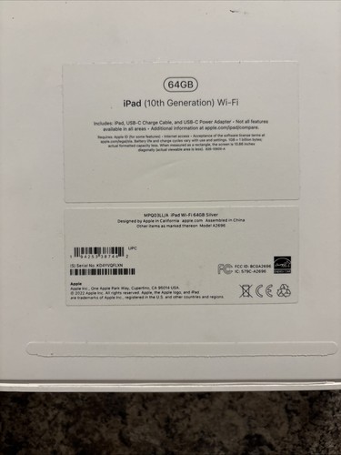 ipad 10th generation 64gb Silver *EMPTY BOX ONLY* - Picture 2 of 3