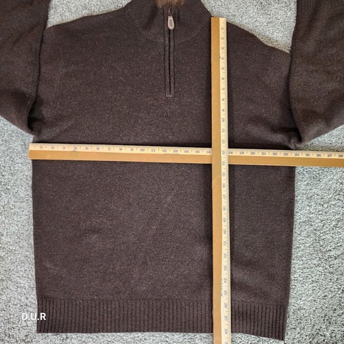 Jos A Bank Lammwolle Pullover Herren XL Braun Quarter Zip Pullover Langarm - Bild 5 von 9