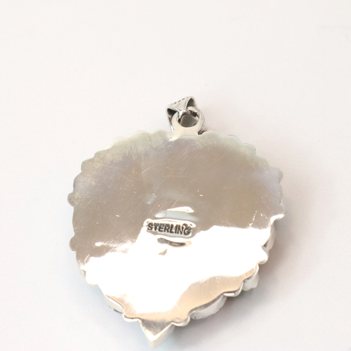 Sterling Silver Navajo Heart Pendant Spiny Oyster Queen Conch Turquoise Coral - Picture 6 of 8