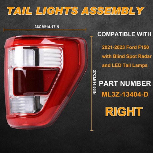 For 2021-2023 Ford F150 LED Tail Light Rear Lamp w/Blind Spot Passenger Right - Picture 2 of 12
