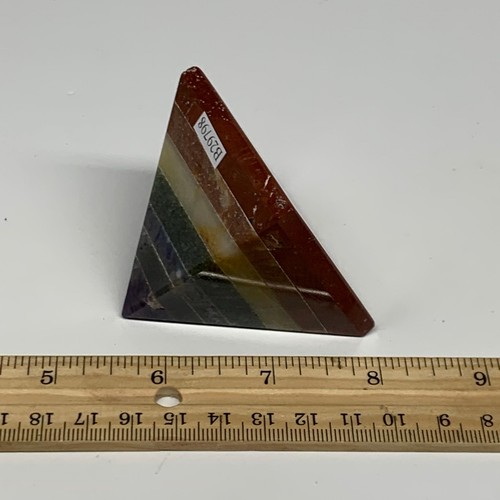 165.6g, 2"x2.2", 7 Chakra Pyramid Bonded Gemstone,Healing Crystal, B29798 - Picture 11 of 11
