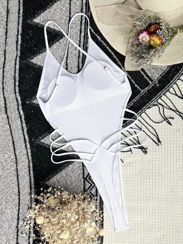 Womens Sexy One Piece Swimsuit String Back High Cut Monokini Thong Bathing Suits - Bild 29 von 53