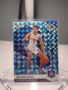 2020-21 Panini Mosaic KILLIAN HAYES #222 RC Rookie Blue Reactive Prizm Pistons