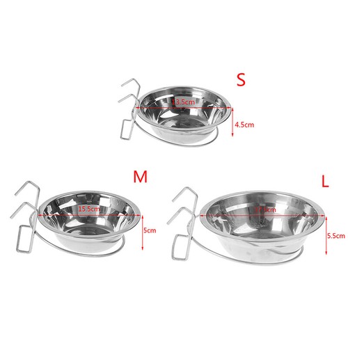 Stainless Steel Pet Hanging Bowl Feeding Dog Cat Bird Parrot Food Water soldes Cage-wf_
