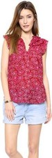 Marc Jacobs Pompeii Red Cas Print Cotton Silk Top $248 NWT XS