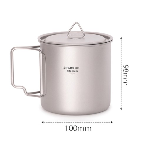 TOMSHOO 650ml Ultralight Titanium Camping Cup Titanium Pot for Home Outdoor W9Z4 - Picture 12 of 12
