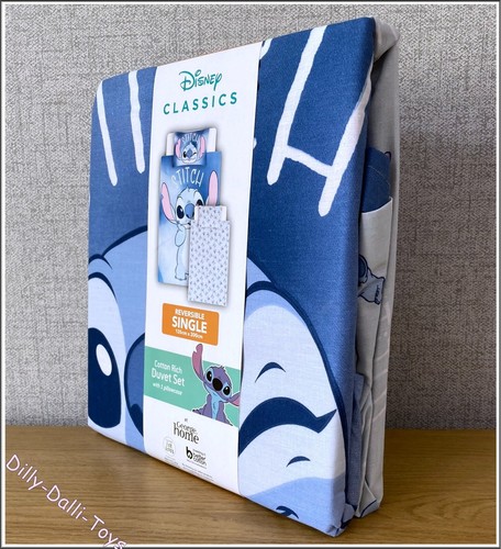 Juego de cama reversible con funda nórdica y funda de almohada individual Disney Stitch azul Lilo NUEVO - Imagen 14 de 20