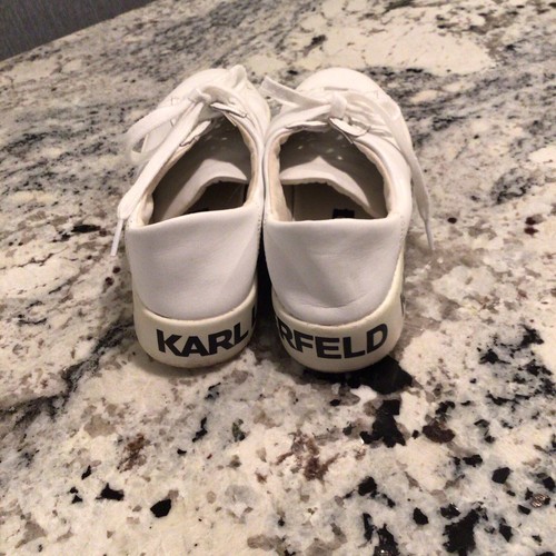 Karl Lagerfeld BELLA Women's White Leather Platform Sneakers Sz. 7M, Pre-owned - Picture 2 of 10