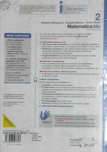 9788808607617 MATEMATICA.blu 2 - Bergamini - ZANICHELLI EDITORE - Foto 2 di 2