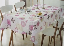 1 Printed Fabric Tablecloth, 52"x70"Oblong,BUTTEFLIES &FLOWERS,HOME & FLOWER,AFY