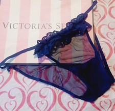 Victoria's Secret DREAM ANGELS Eyelet Lace String Bikini BLUE Medium NWT 