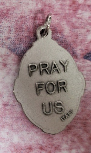 Saint Padre Pio - Pray for Us - Ox Silver Tone Italian 1" Medal OX41PP - Picture 3 of 3