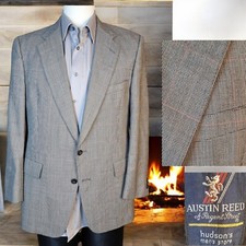 Austin Reed Sport Coat Blazer Mens 40R Gray Plaid Vintage Half Lined