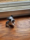 Vtg Sitting Schnauzer Dog Mini Figurine Resin Black White Brown 1.75” Tall