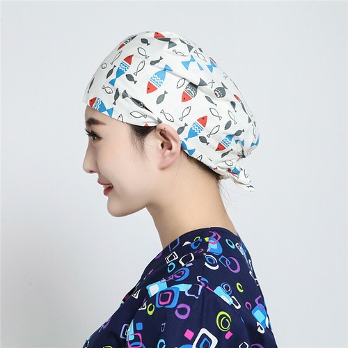Men Women Cotton Surgical Caps Doctors / Nurse Scrub Hat Working Head Wear Cap - Picture 239 of 347