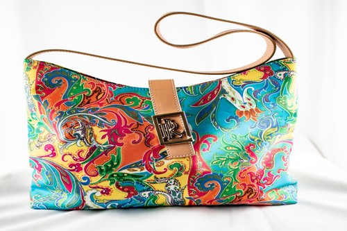 RALPH LAUREN New Turquoise Yellow Floral Paisley Women Satchel Handbag - Picture 10 of 15