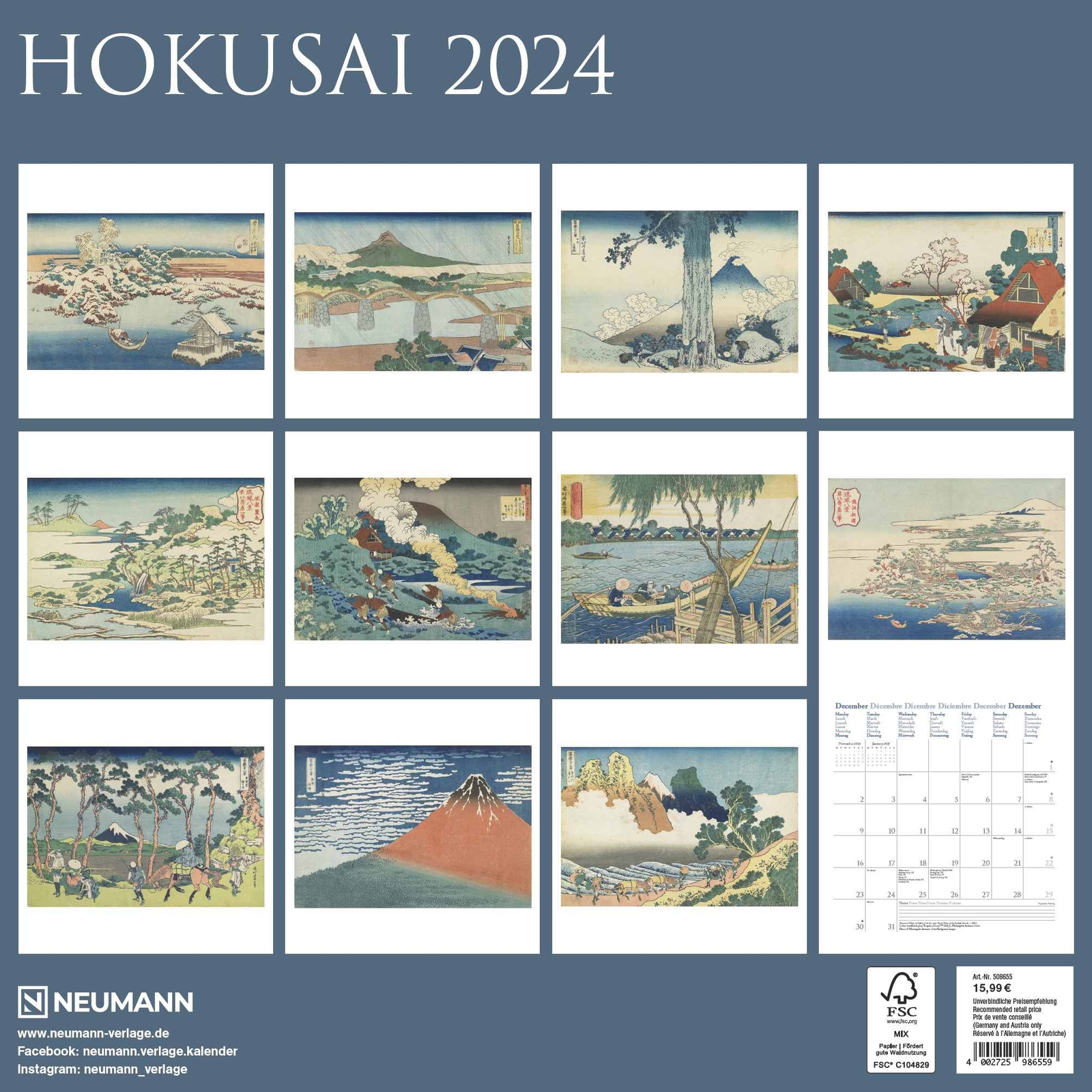 2024 Hokusai (Neumann) Square Wall Calendar eBay