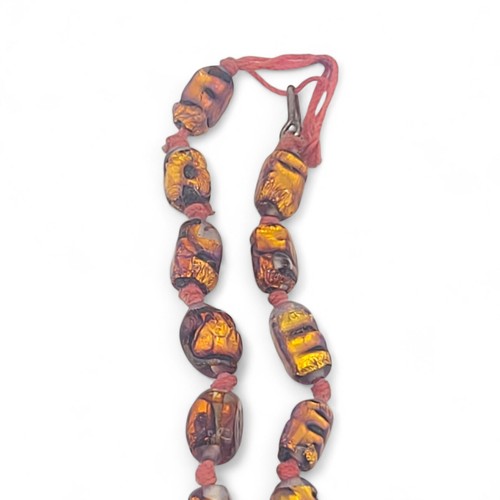 Antique Venetian Fire Opal Glass Beaded Necklace Graduated Needs Restrung - Picture 5 of 15