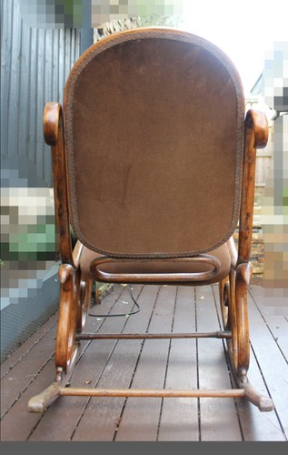 Old Thonet Style Upholstered Bentwood Rocking Chair, Pick Up from 3134 - Picture 4 of 4