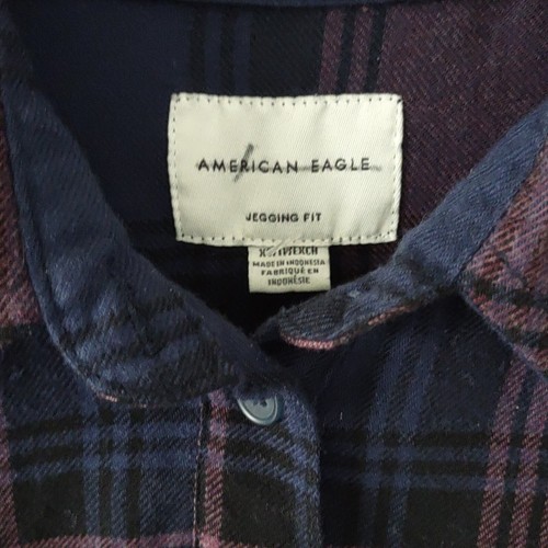 American Eagle Top Womens XS Henley Plaid Long Sleeve Pullover Lightweight Shirt - Picture 3 of 6