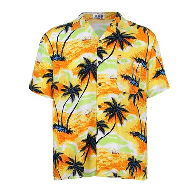 Mens Hawaiian Shirt Stag do Fancy Dress Beech Floral Holiday Short Sleeve Casual