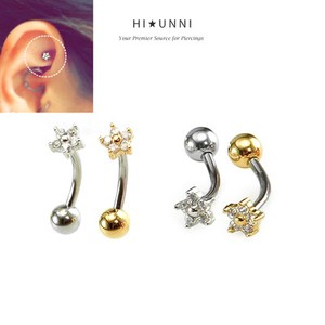 16g Dainty Flower Ear Cartilage Rook Earring Sung Curved Image Is Loading 16g Dainty Flower Ear Cartilage Rook Earring Sung