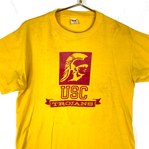 Vintage USC Trojans T-shirt XL Yellow Made In Usa Ncaa Single Stitch 70s 80s